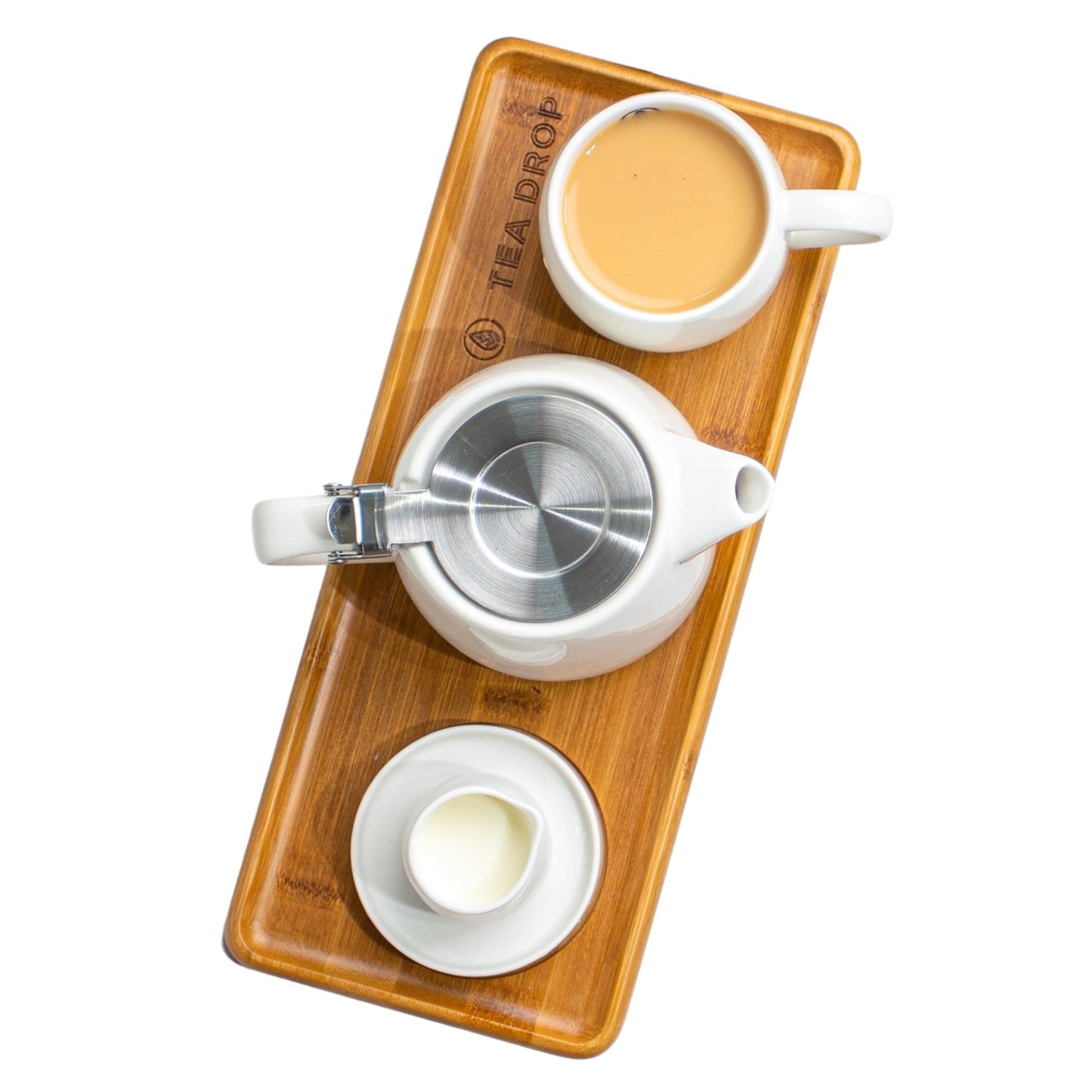 Dual Tea Set with Small Tray (White)