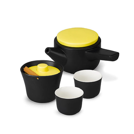 Evo Song Tea Set Black Body - Yellow Lid